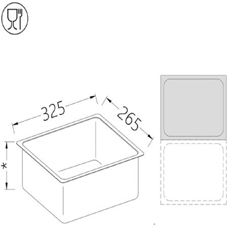 Bac gastro inox GN 1/2  h20 mm