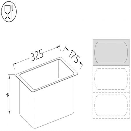 Bac gastro inox GN 1/3  h40 mm