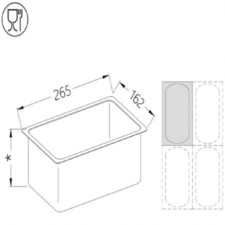 Bac gastro inox GN 1/4  h100 mm