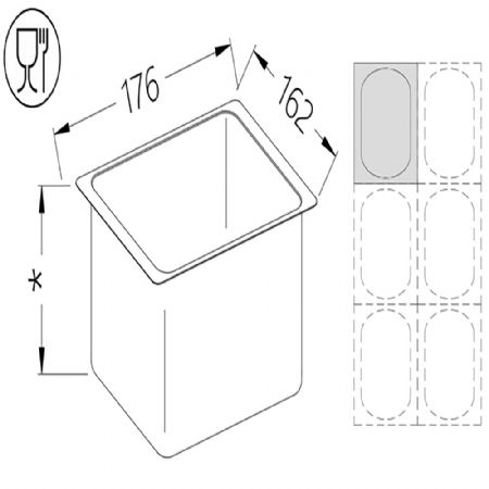 Bac gastro inox GN 1/6  h100 mm