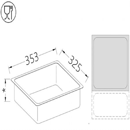 Bac inox h. 65mm gastronorm - capacit 5,6l.