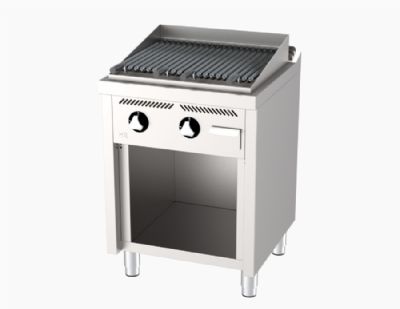 Plaque barbecue professionnelle  gaz sur placard ouvert 15,2 kW - 600x600x945 mm