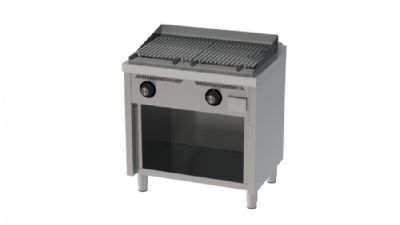 Plaque barbecue professionnelle  gaz sur placard ouvert 16,6 kW - 800x600x945 mm