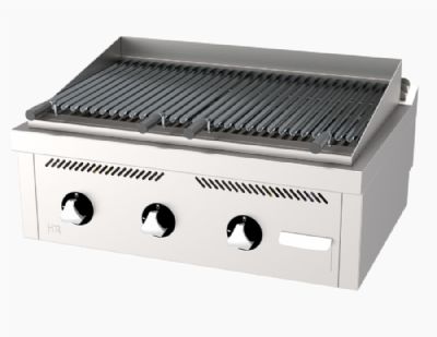 Plaque barbecue de table professionnelle  gaz 16,6 kW - 800x600x410 mm