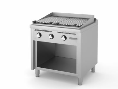 Plaque barbecue professionnelle  gaz sur placard ouvert 17,4 kW - 800x750x945 mm