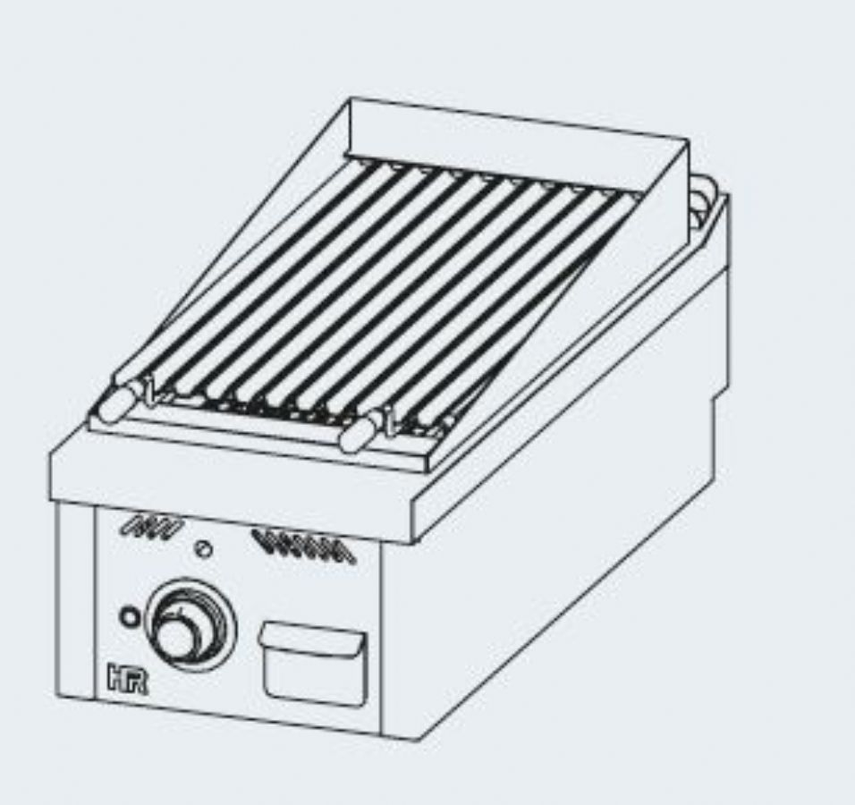 Plaque barbecue de table professionnelle  gaz 12,3 kW - 400x930x410 mm