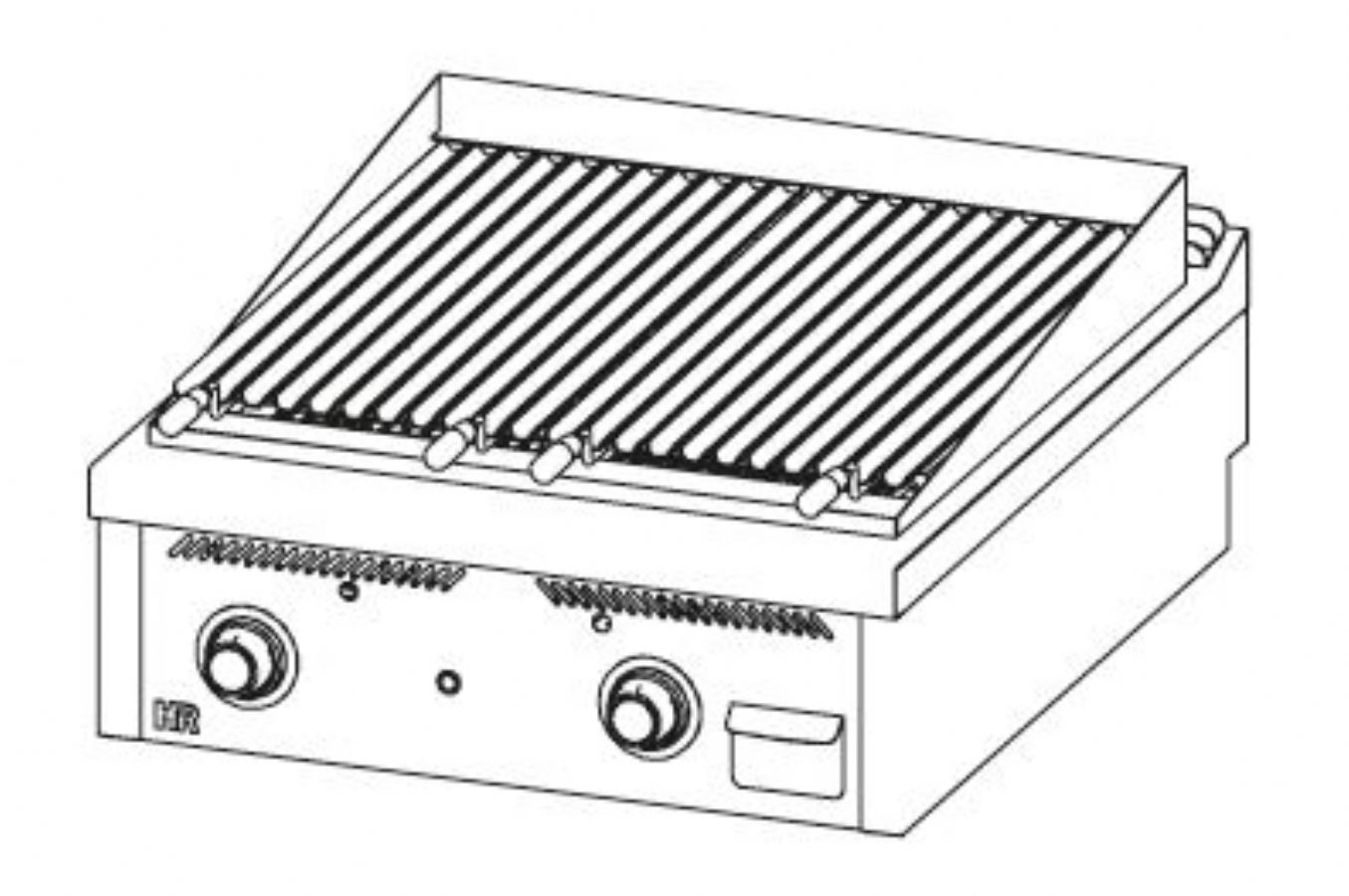 Plaque barbecue de table professionnelle  gaz 24,6 kW - 800x930x410 mm