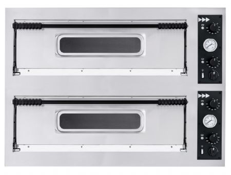 Four  pizza lectrique professionnel large inox 2 chambres 6 pizzas - 35 cm