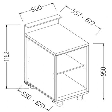 Comptoirs de bar neutres avec prdisposition pour tablette service  500x550x1162 mm