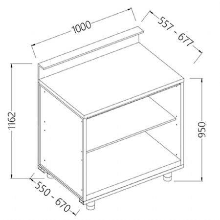 Comptoirs de bar neutres avec prdisposition pour tablette service  1000x550x1162 mm