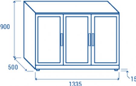 Arrire bar pour boissons noir 3 portes vitres inox battantes 302L - 1335x500x900 mm