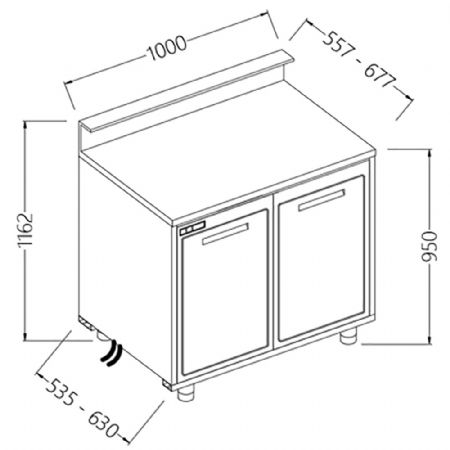 Comptoirs de bar rfrigrs B.T. moteur  distance_ prdisposition tablette service 1000x535x1162 mm