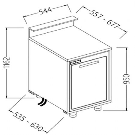 Comptoirs de bar rfrigrs B.T. moteur  distance_ prdisposition tablette service 544x535x1162 mm