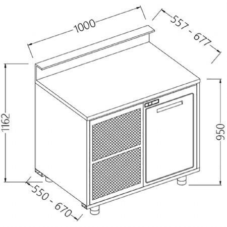 Comptoirs de bar rfrigrs T.N. avec moteur_predisposition pour tablette service 1000x550x1162 mm