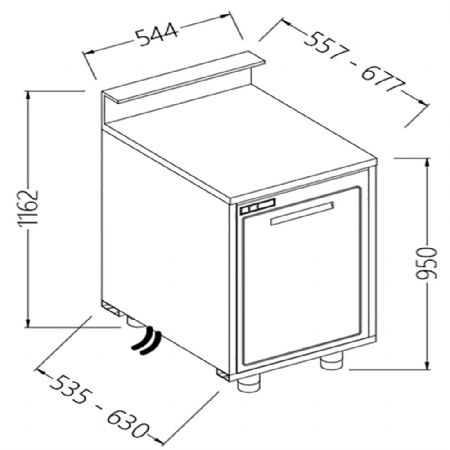 Comptoirs de bar rfrigrs T.N. moteur  distance_ predisposition tablette service  544x630x1162 mm