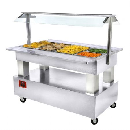 Buffet chauffant, bain marie, 4x GN1/1-150 (Bois Blanc) 1440x660x1370 mm