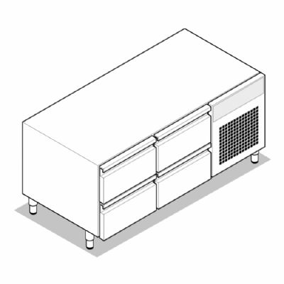 Soubassement rfrigr - 4 tiroirs - Gamme 700 - BC120