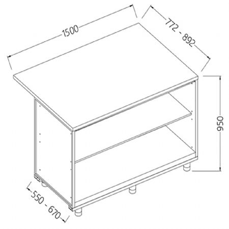 Comptoirs de bar neutres_section caisse 1500x550x950 mm