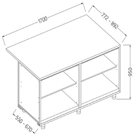 Comptoirs de bar neutres_section caisse 1700x550x950 mm