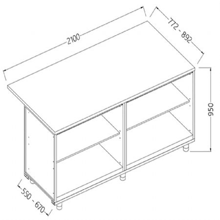 Comptoirs de bar neutres_section caisse 2100x550x950 mm