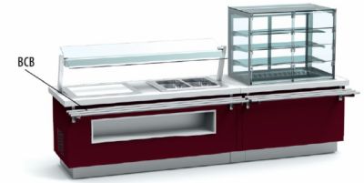 Rampe  plateaux en tubes inox carr pour buffet modulaire 3GN