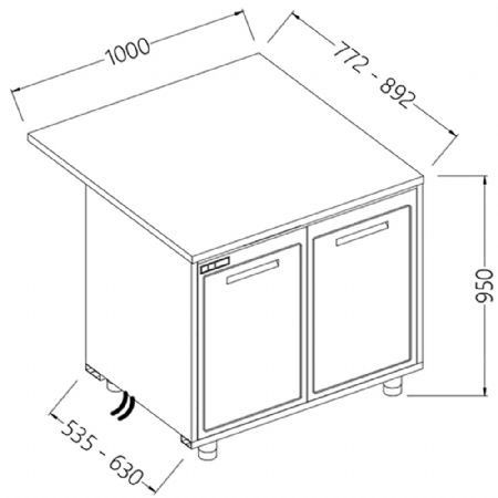 Comptoirs de bar rfrigrs T.N. avec moteur  distance_section caisse 1000x535x950 mm