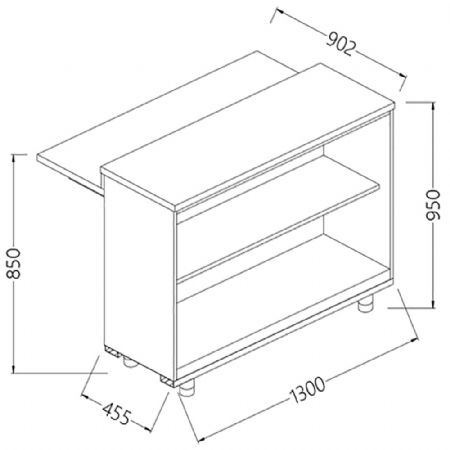 Comptoir abaiss neutre - caisse x mobilit rduite 1300x455x950 mm