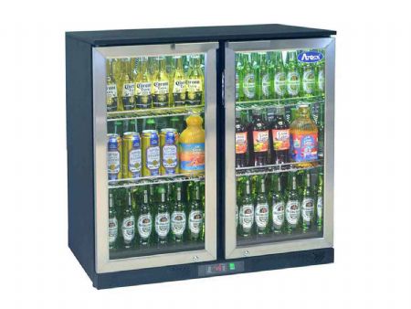 Arrire bar positif 2 portes vitres battantes inox extrieur noir 220 L