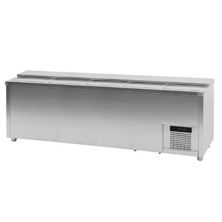 Refroidisseur professionnel de bouteilles 696 litres en acier inox avec 5 couvercles coulissants