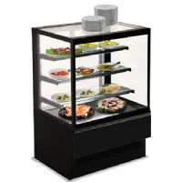 Vitrine professionnel rfrigr ventil avec 3 tagres et vitre vertical +2/+8C longueur 905 mm Noir