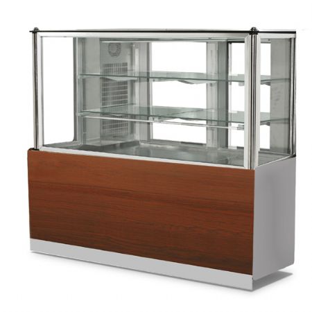 Vitrine professionnel rfrigr de ptisserie ventil avec 2 tagres et vitre vertical +0/+8C - longueur 1800mm