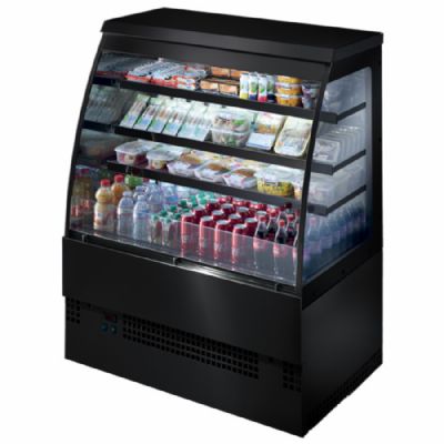 Comptoir froid ventilé self-service noir avec 3 niveaux température +3/+5°C Comptoir froid ventilé self-service noir avec 3 niveaux température +3/+5°C