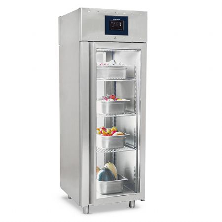 Armoire rfrigrateur professionnelle traversante 700 litres en inox GN 2/1 avec portes en verre -2/+8C - WiFi