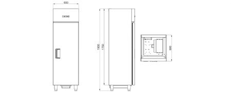 Armoire conglateur 400 litres en inox avec porte en verre 460x485 mm -10/-18C