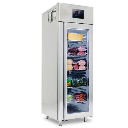 Armoire conglateur 700 litres en inox GN 2/1 avec porte en verre -10/-22C isolation 85 mm - WiFi