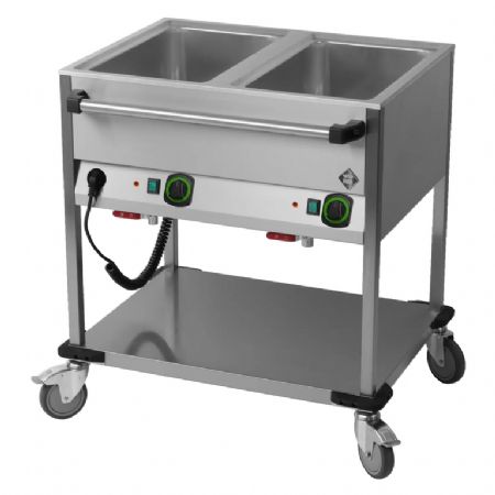 Bain marie mobile lectrique professionnel GN 2-1/1 commande sur le ct long avec tagre basse