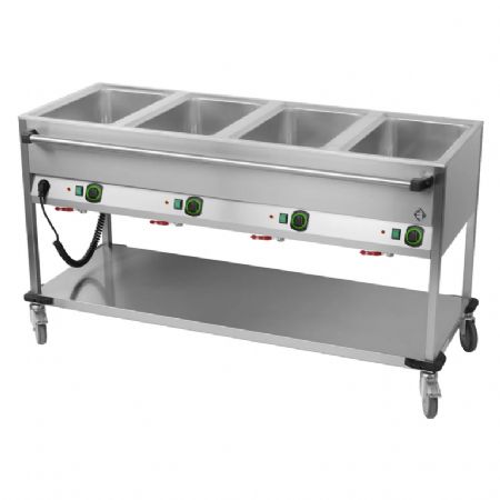 Bain marie mobile lectrique professionnel GN 4-1/1 commande sur le ct long avec tagre basse