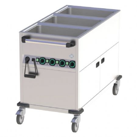 Bain marie mobile lectrique professionnel GN 3-1/1 recouvert chauff commande sur le ct court