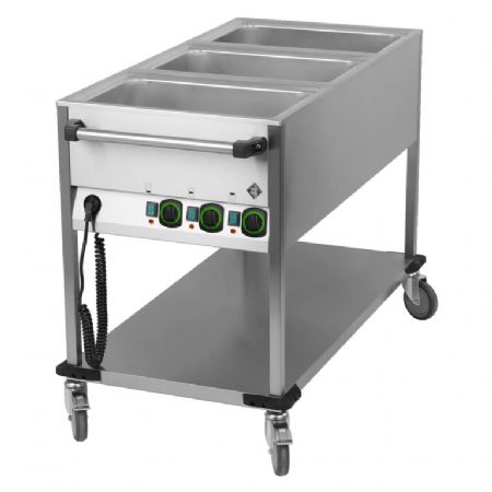 Bain marie mobile lectrique professionnel GN 3-1/1 commande sur le ct court avec tagre basse