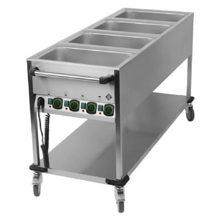 Bain marie mobile lectrique professionnel GN 4-1/1 commande sur le ct court avec tagre basse