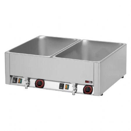 Bain marie pour cuisine professionnelle lectrique 2x GN 1/1 - 150 mm  poser avec vidange