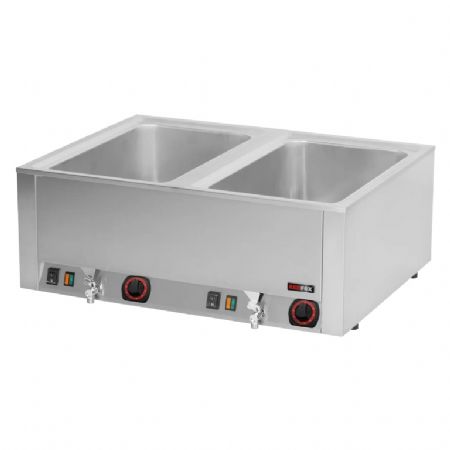 Bain marie pour cuisine professionnelle lectrique 2x GN 1/1 - 200 mm  poser avec vidange