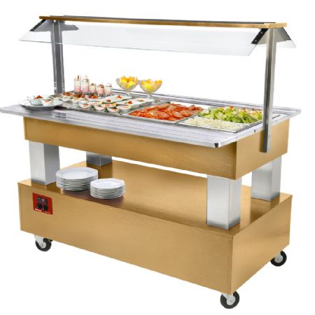 Buffet - Salad bar rfrigr, 4x GN 1/1-150 (Bois Chne clair) 1440x660x1370 mm