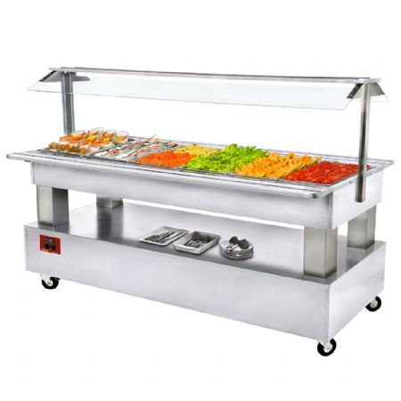 Buffet - Salad bar rfrigr, 6x GN1/1-150 (Bois Blanc) 2070x660x1370 mm