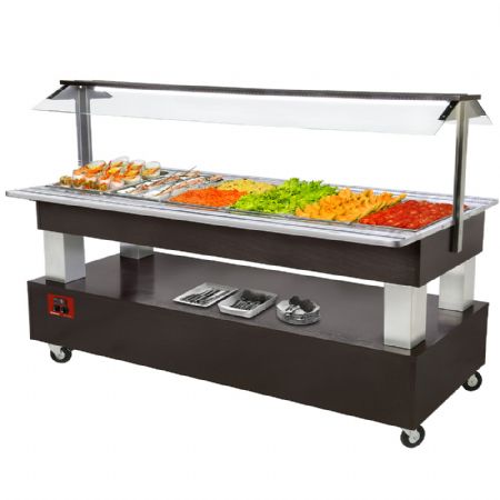 Buffet - Salad bar rfrigr, 6x GN 1/1-150 (bois Weng) 2070x660x1370 mm