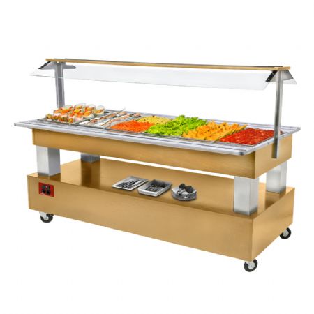 Buffet - Salad bar rfrigr, 6x GN 1/1-150 (Bois Chne clair) 2070x660x1370 mm