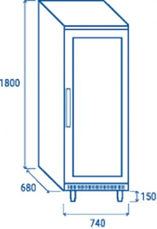 Armoire patissire 600x400 positive +3C  +10C  1 porte vitre acier inox blanc 400L - 740x680x1800 mm