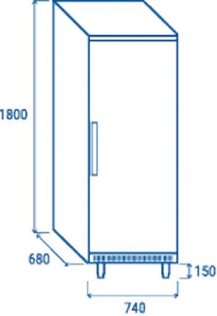 Rfrigrateur patissier 600x400 positif +2C  +8C  1 porte pleine ABS 400L - 740x680x1800 mm