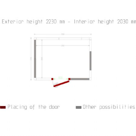 Chambre ISO 100, dim. int. 2830 x 2030 xh 2030 mm  (11,66 m)