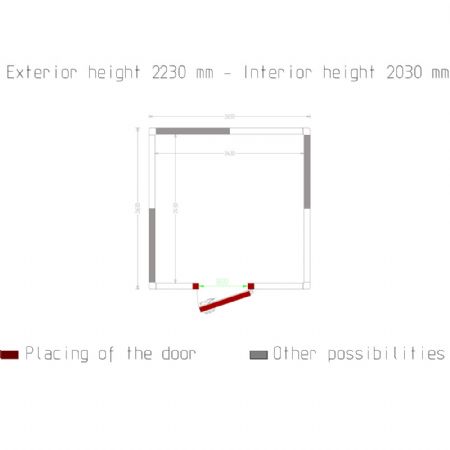 Chambre ISO 100, dim. int. 2430 x 2430 xh 2030 mm  (11,99  m)